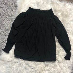 Zara black off shoulder long sleeve blouse small